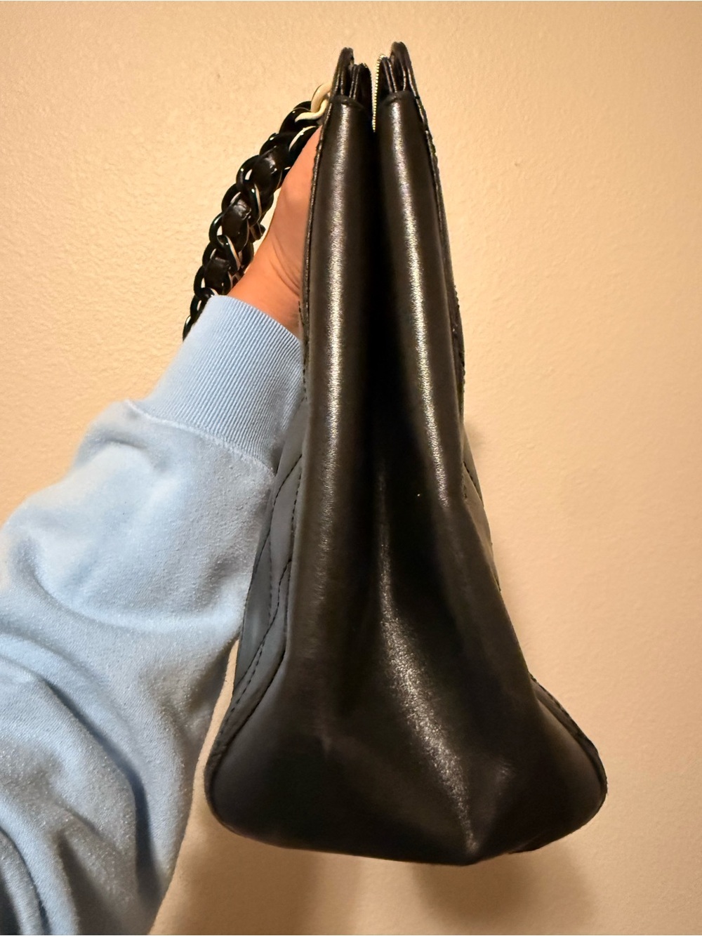 Chanel Lambskin Bekko Chain Large Shoulder Bag Black - Picture 2 of 16